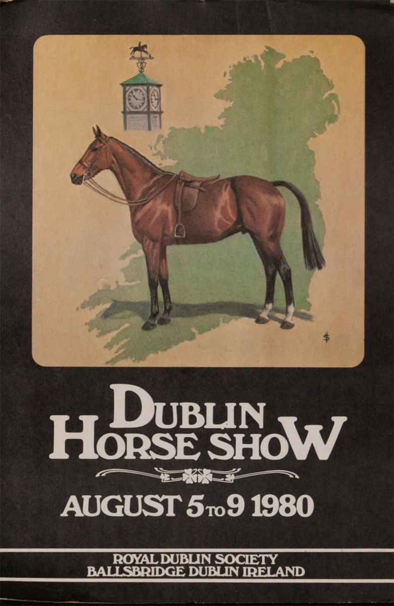 Dublin Horse Show, Original Irish Travel Poster, 1980 card