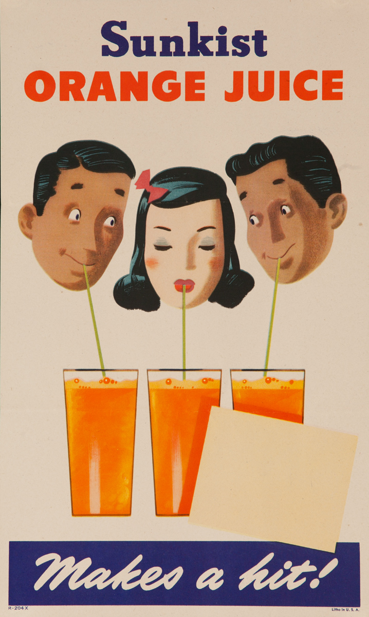 Sunkist Orange Juice Makes a Hit Original Advertising Poster