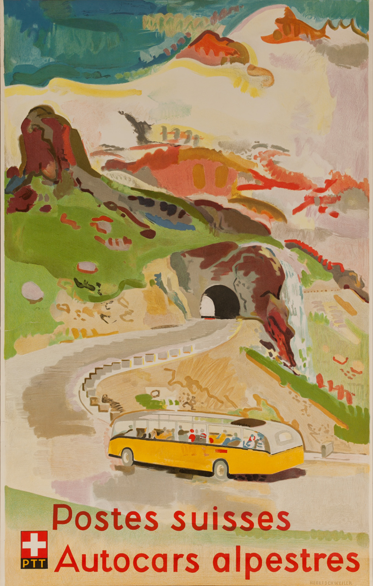 Postes Suisses Autocars Alpestres, Original Swiss Travel Poster