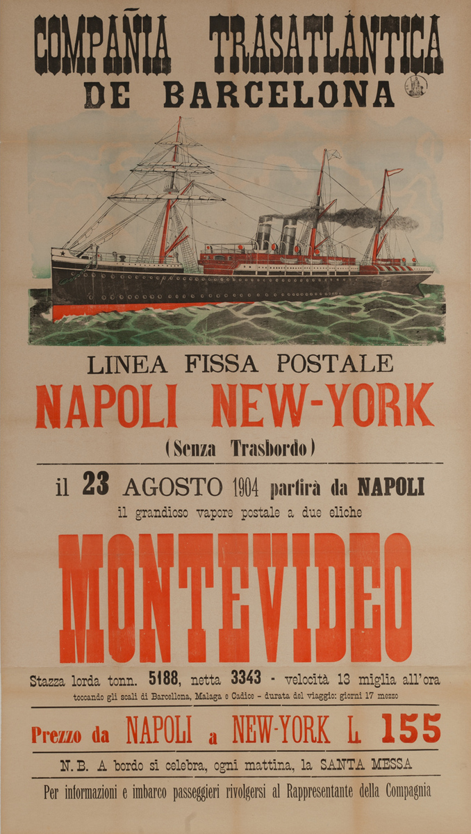Companie Transatlantica de Barcelona, Original Italian Immigrant, Montevideo