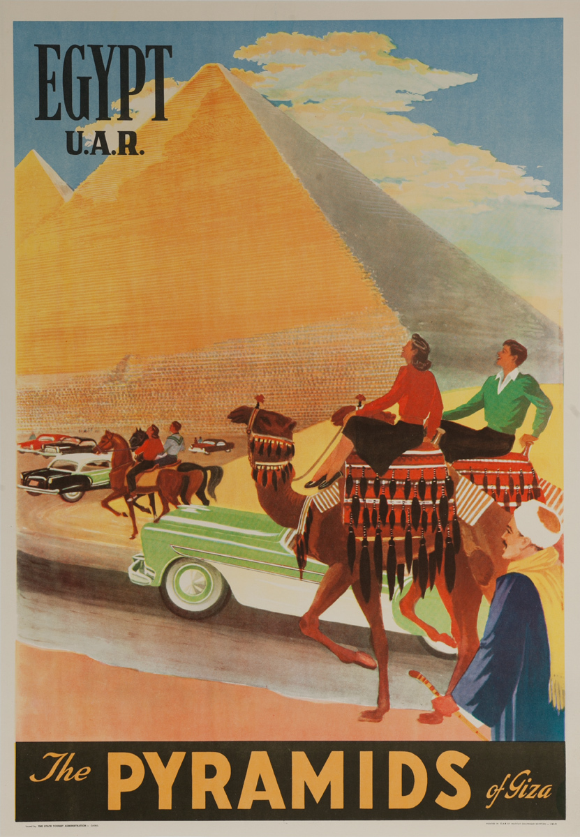 Egypt U.A.R. The Pyramids of Giza, Original Travel Poster