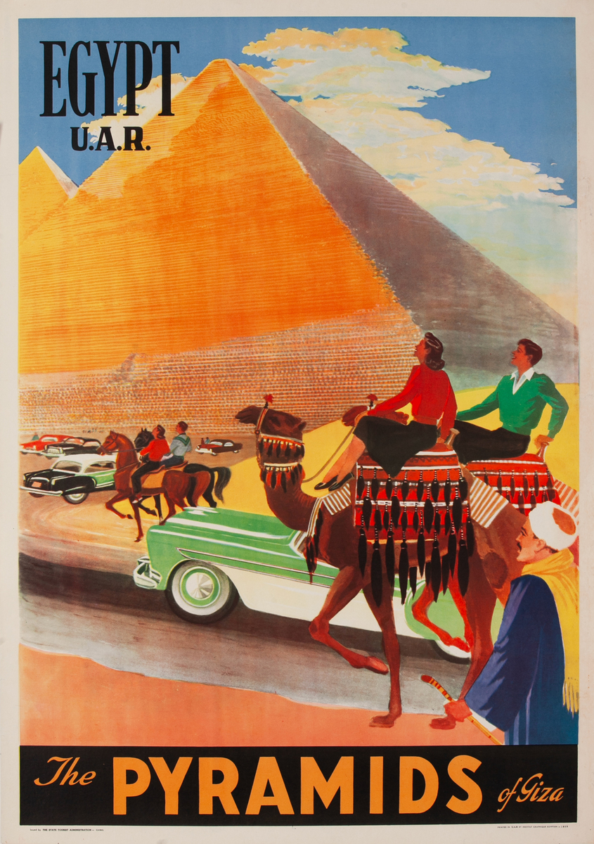 Egypt U.A.R. The Pyramids of Giza, Original Travel Poster