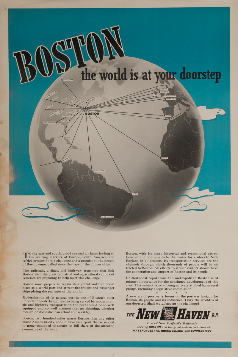 Boston the world is at your doorstep, New Haven Rail Road Poster