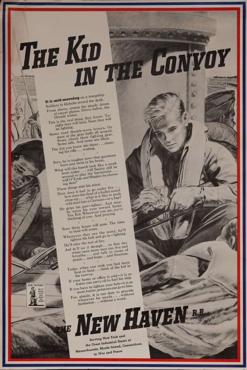 The Kid in the Convoy, Original New Haven Railroad WWII Propaganda Poster