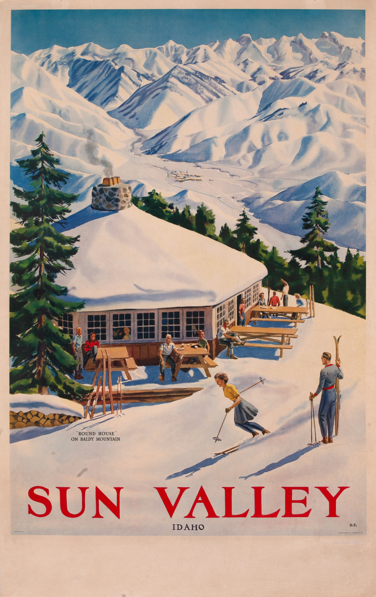 Sun Valley, Idaho, Round House on Baldy Mountain, Original American Travel Poster