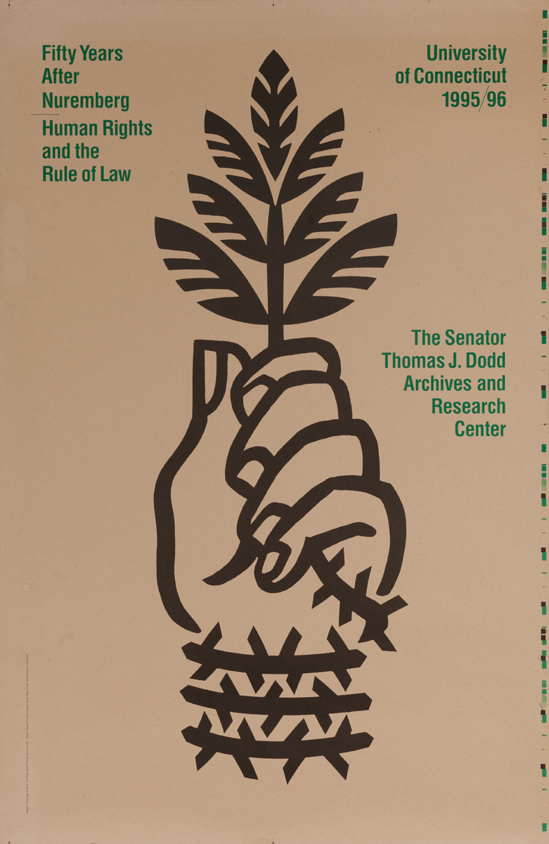 Fifty Years after Nuremberg, Human Rights and the Rule of Law, University of Connecticut, Original Protest Poster`