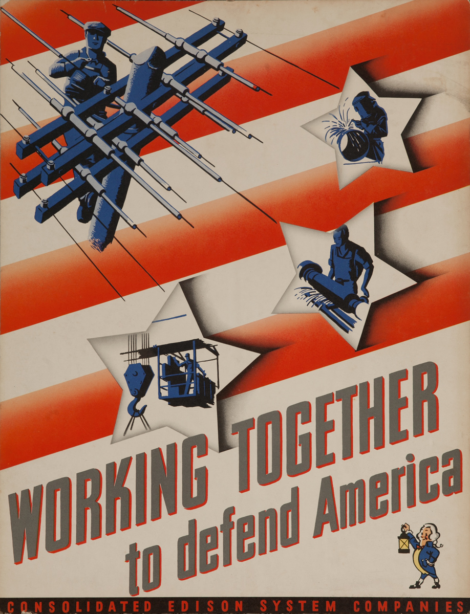Working Together to Defend America, , Original Consolidated Edison System Companies WWII Poster