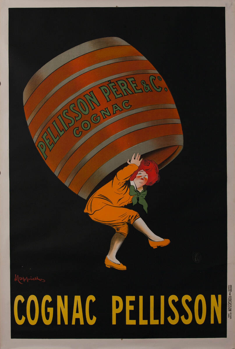 Cognac Pellisson Original Vintage Advertising Poster, small format