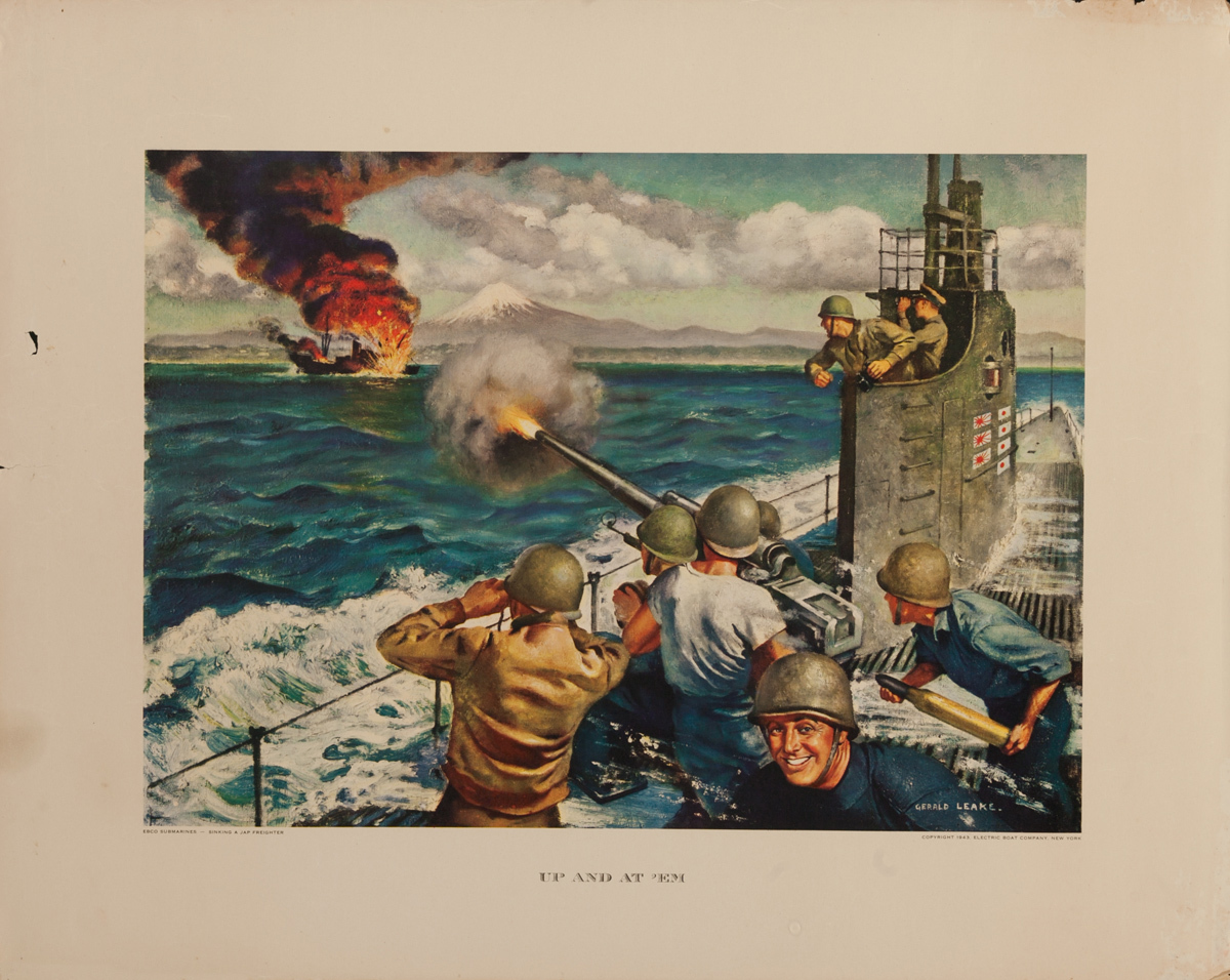 Up and At 'Em, Original  Electric Boat Company, WWII Poster
