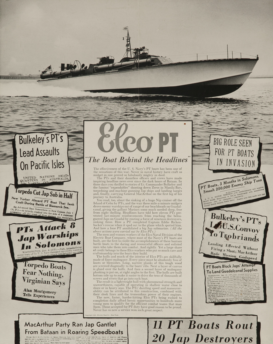 Elco PT, The Boat Behind the Headlines, Original American Home Front Poster