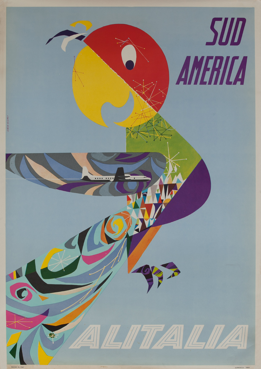 Sud America Original Alitalia South America Travel Poster