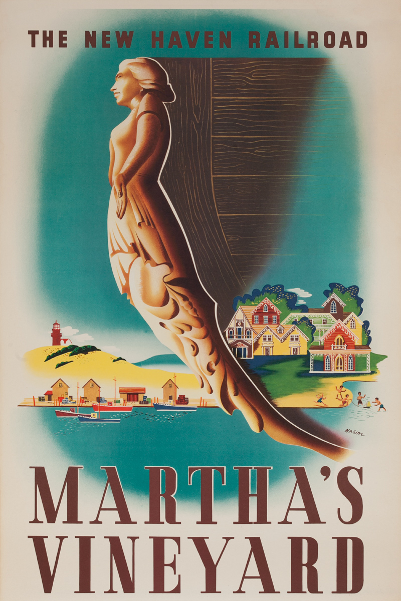 Martha's Vineyard The New Haven Railroad, Original Rail Travel Poster