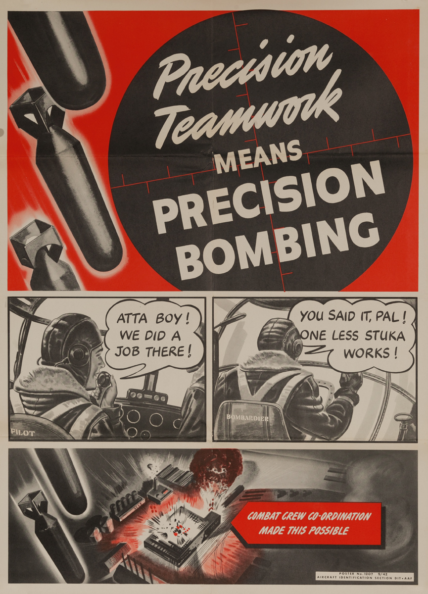 Precision Teamwork Means Precision Bombing, Original American Army Air Force WWII Poster