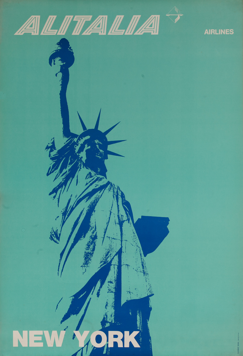 Alitalia New York, Original Travel Poster, Statue of Liberty 