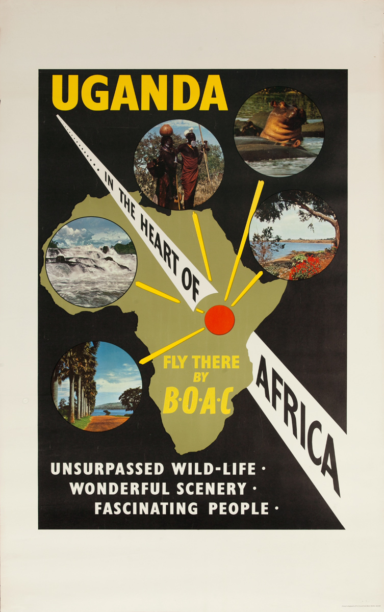 Uganda, In the Heart of Africa, Original BOAC Travel Poster