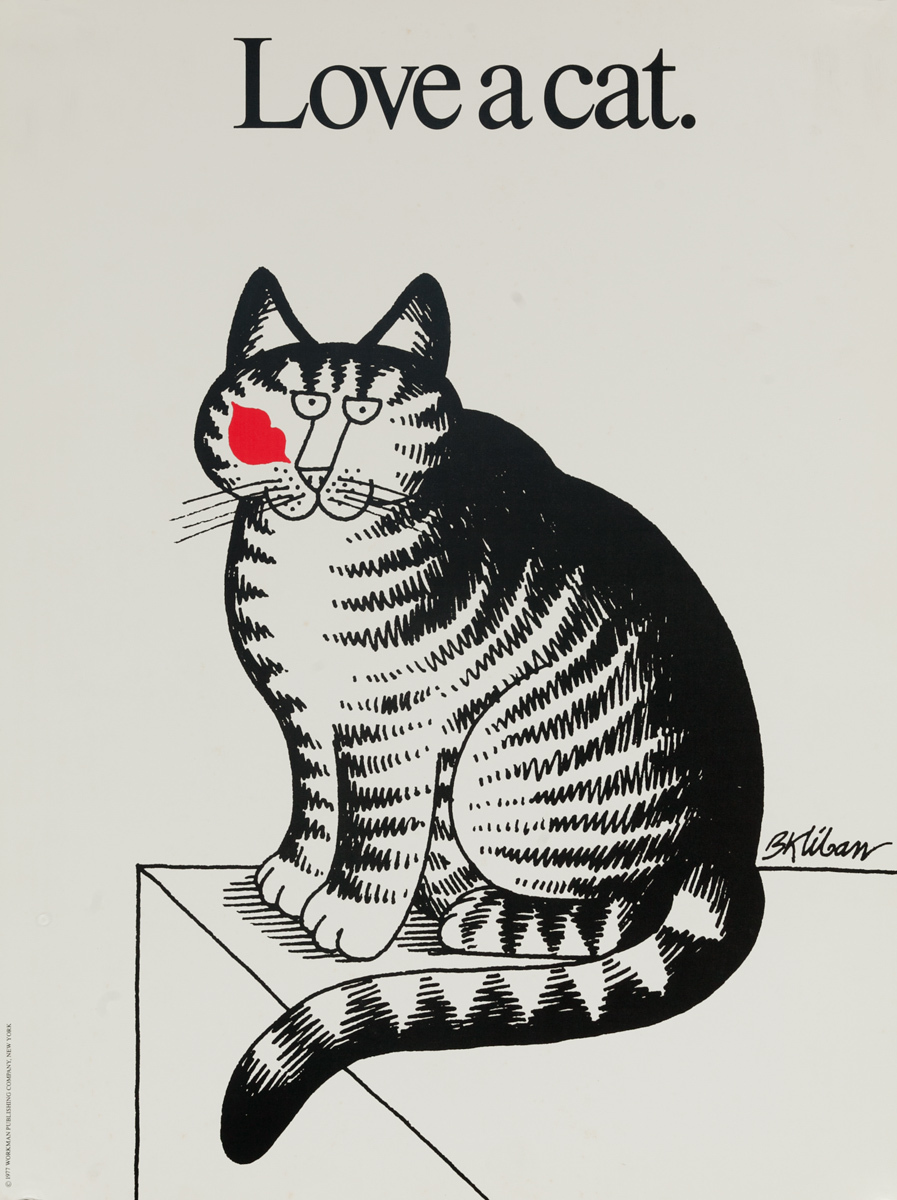 Original Kilban Cat Poster, Love a Cat