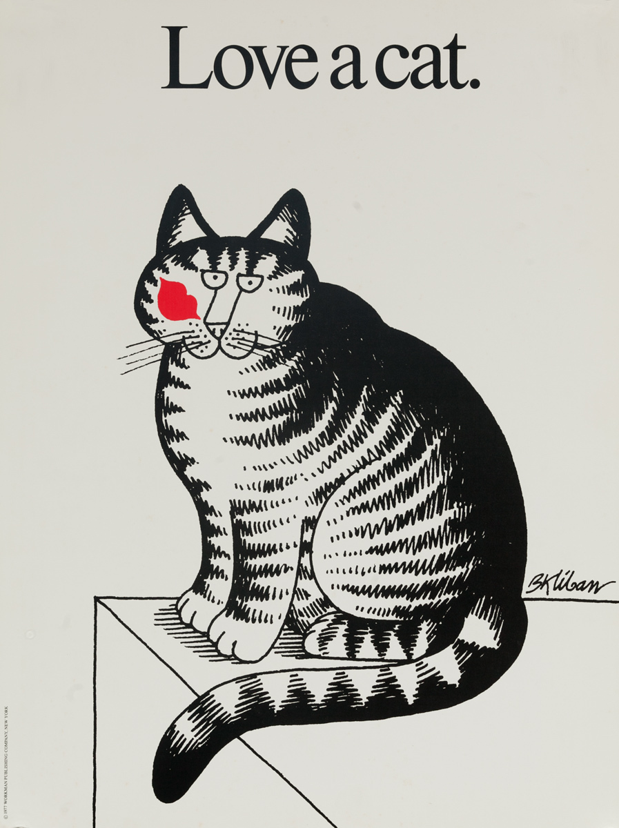 Original B. Kliban Cat Poster, Love a Cat