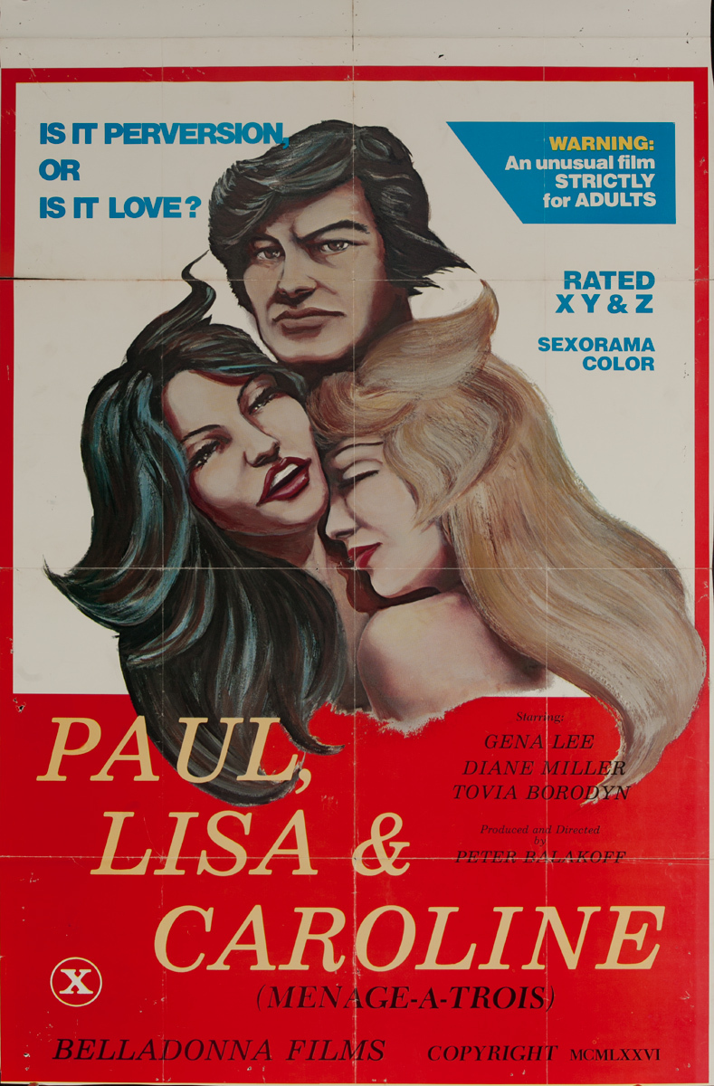 Paul Lisa & Caroline, Original American X Rated Adult Movie Poster