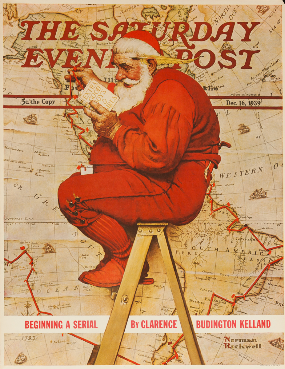 Saturday Evening Post Original Advertising Poster, December 16, 1939