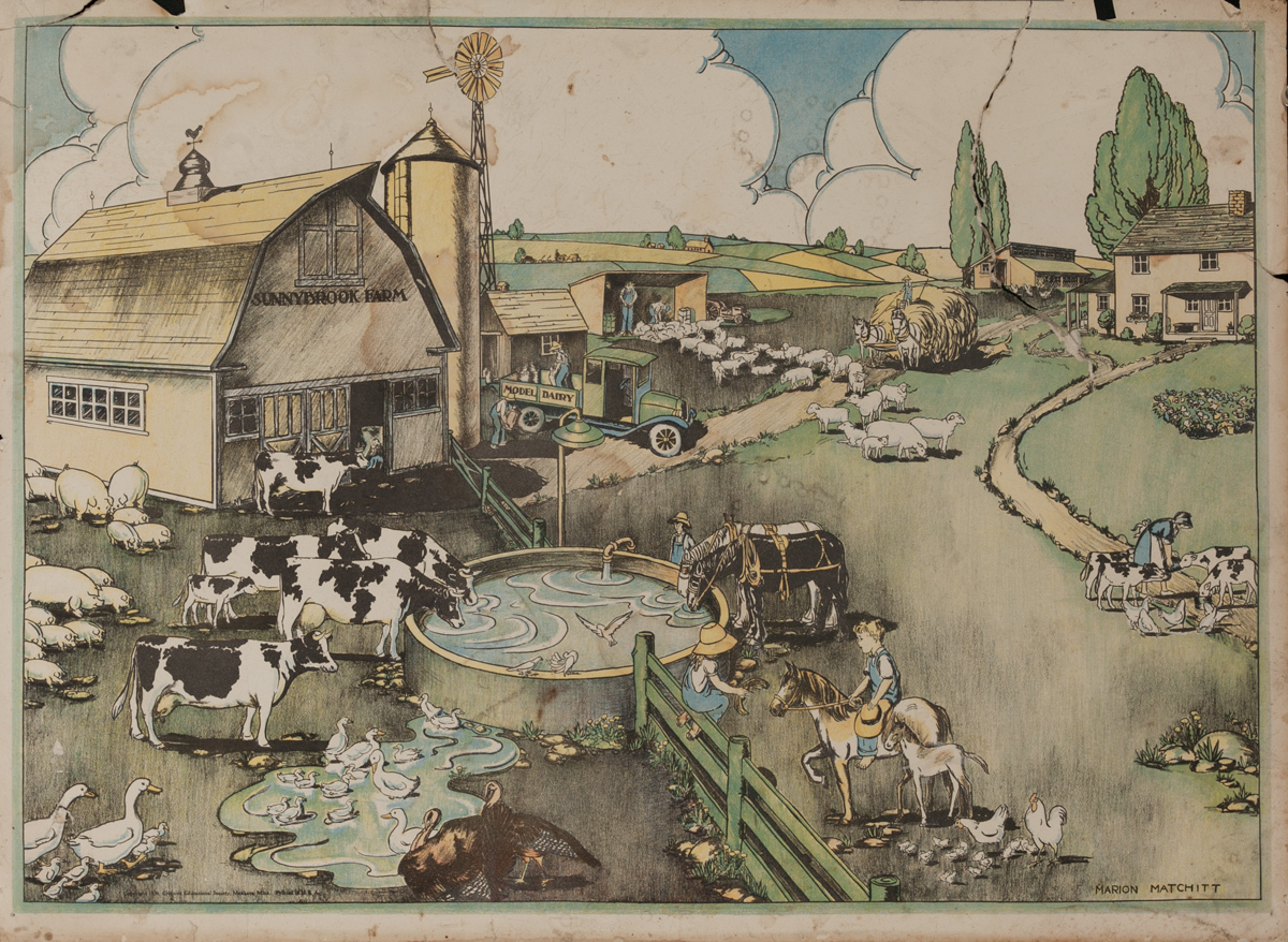 American Schoolhouse Poster, Farm Scene