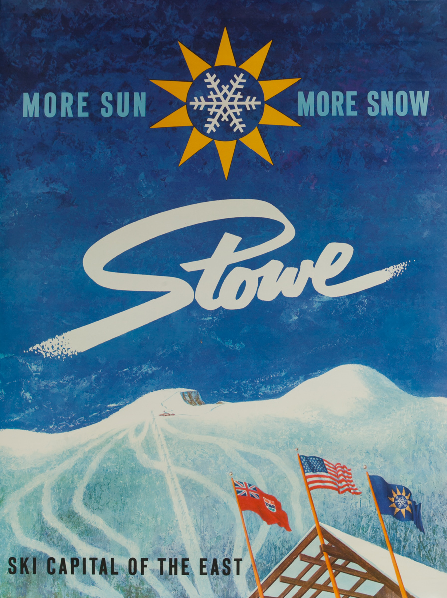 Stowe, More Sun More Snow Origina American Ske Poster