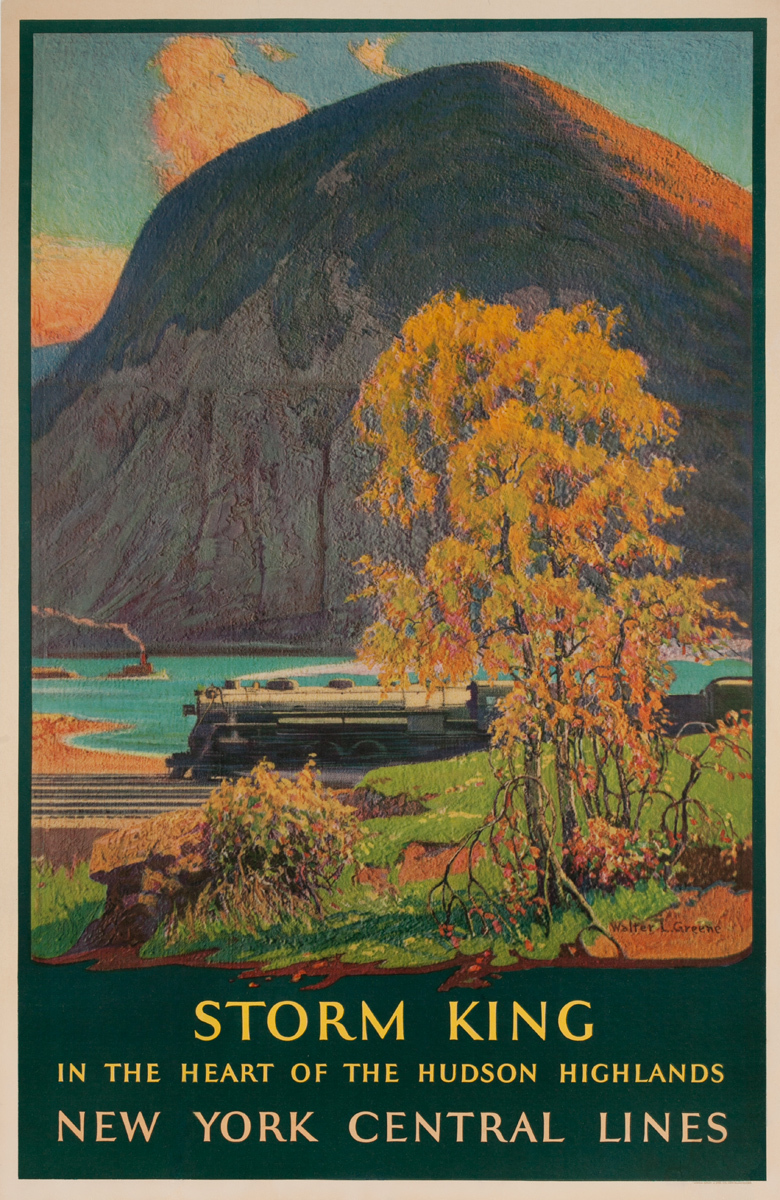 Storm King, In The Heart of the Hudson Highlands, Original New York Central Lines Railroad Advertising Poster