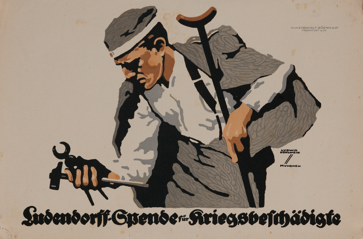 Ludendorff Fund For Disabled Veterans, Original WWI German Propaganda Poster