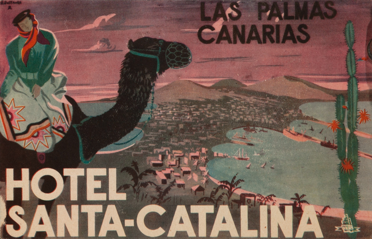Las Palmas Canarias Hotel Santa-Catalina, Original Canary Islands Travel Luggage Label
