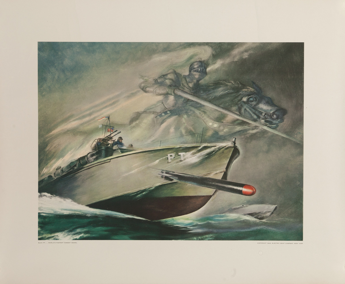 ELCO PT ... World's Fastest Combat Vessel, Original Electric Boat Company, WWII Poster