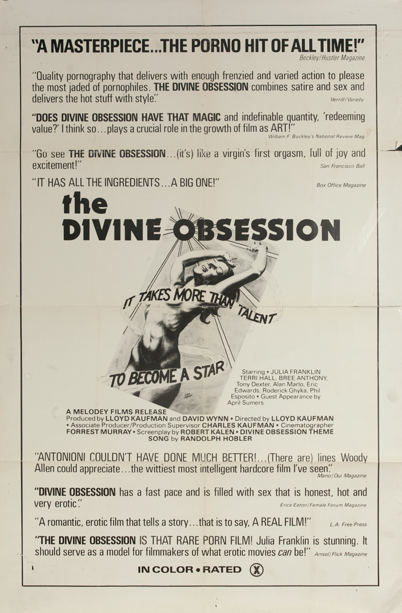The Divine Obsession, Original One Sheet X Rated Movie Poster