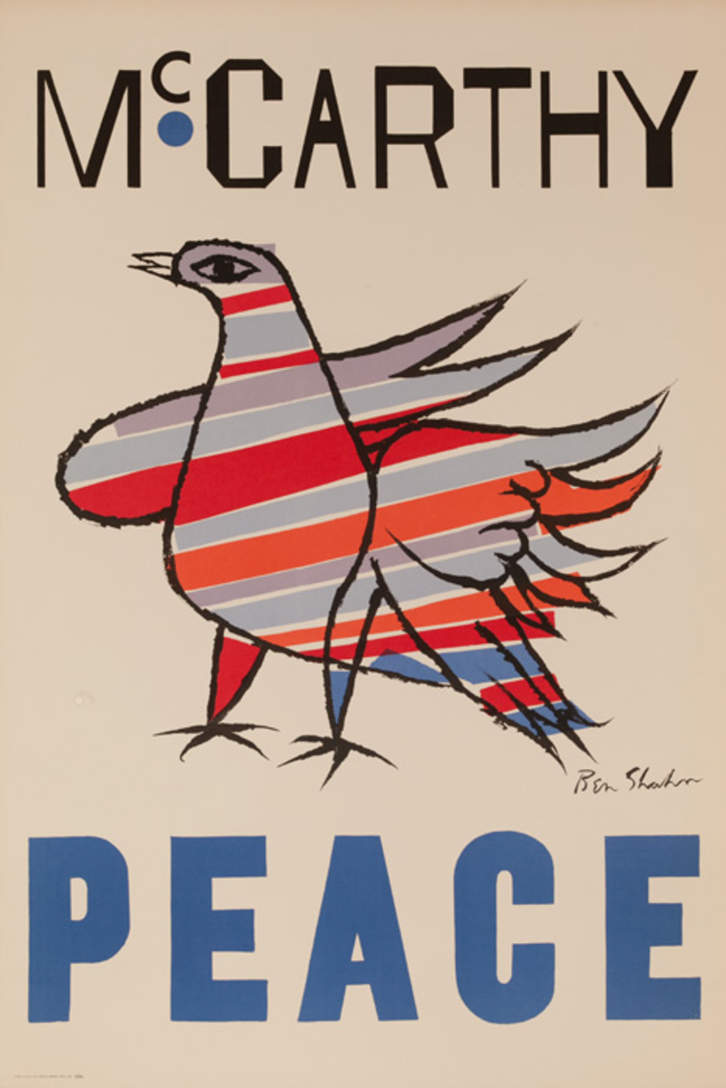 McCarthy for President Peace Dove Original Vintage Political Poster