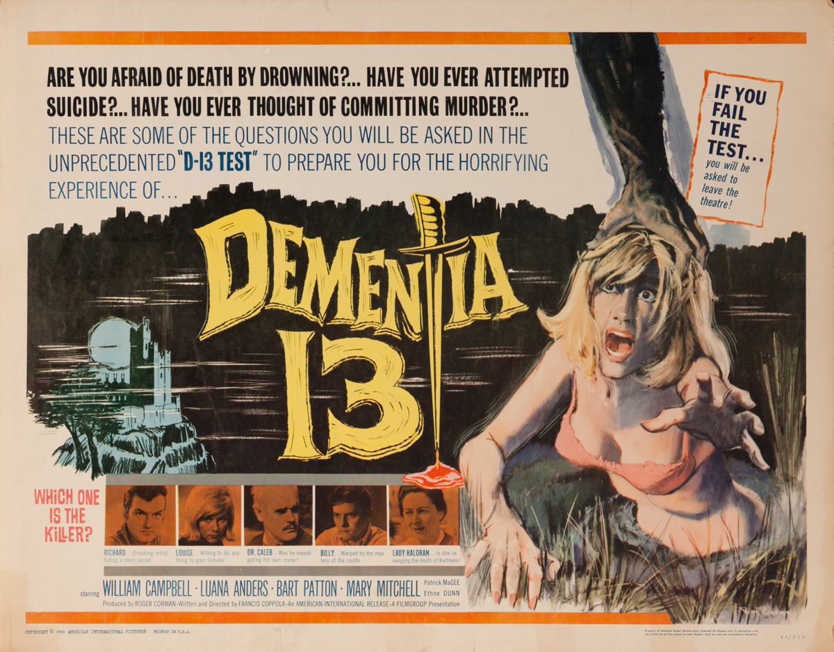 Dementia 13, Original American Horror Movie Poster