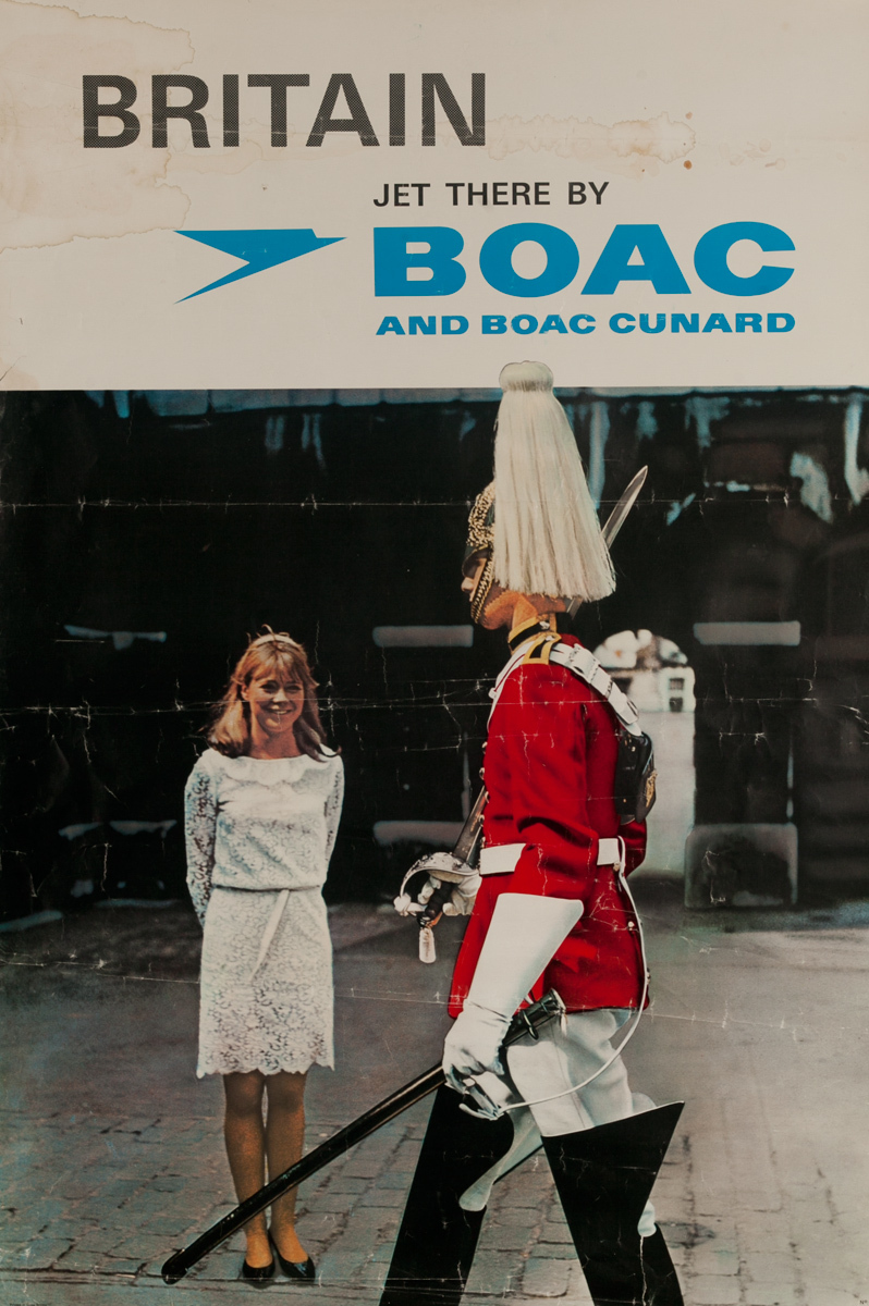 Britain Jet there by BOAC and BOAC Cunard, Original Travel Poster