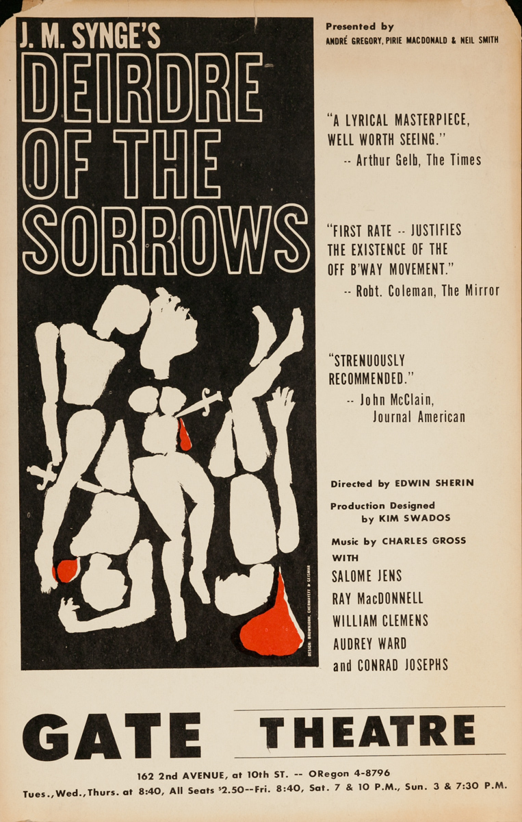 Deirdre of the Sorrows, Gate Theatre Original American Play Poster