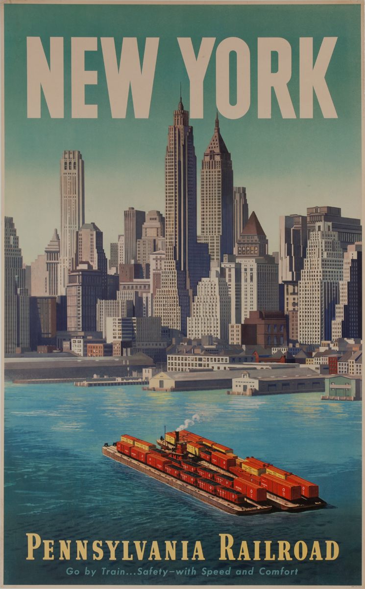 New York, Pennsylvania Railroad, Go by Train... Safety - with Speed and Comfort