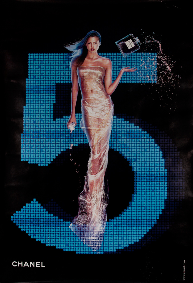 Chanel #5 Girl Blue Original French Advertising Poster 
