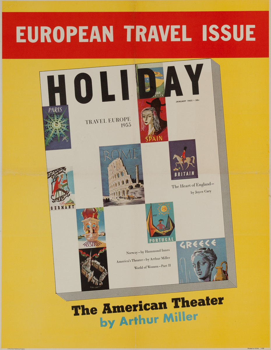 Holiday January 1955, European Travel Issue,  Original American Magazine Poster