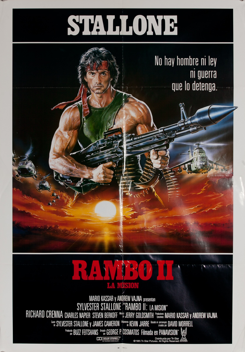 Rambo II, La Mission, (English Title: Rambo II, First Blood Part II Original Spanish Language 1 Sheet Movie Poster