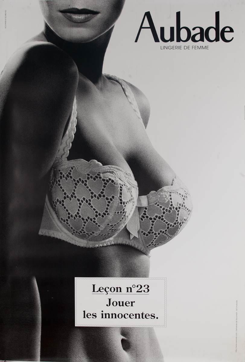 Aubade Lingerie de Femme, Lecon n 23, Jouer les Innocentes,  Original French Advertising Poster