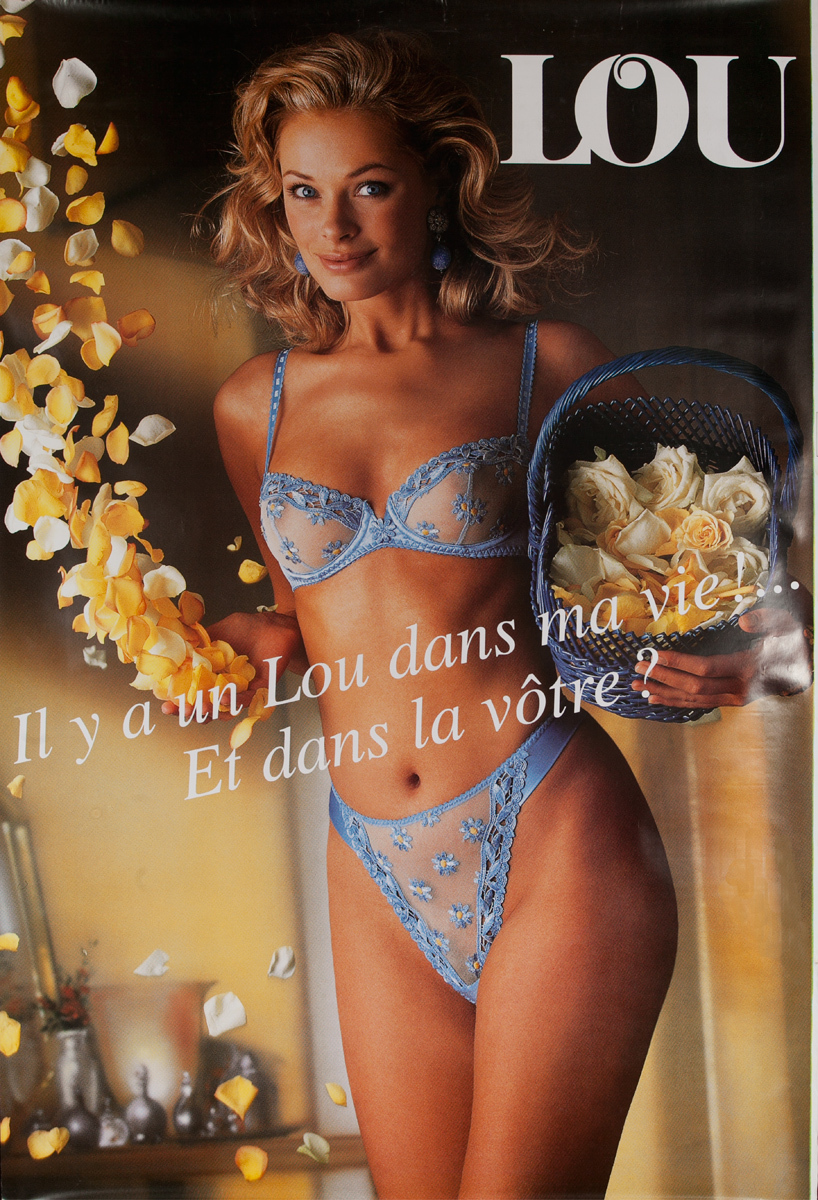 Lou Lingerie Original French Advertising Poster, rose petals