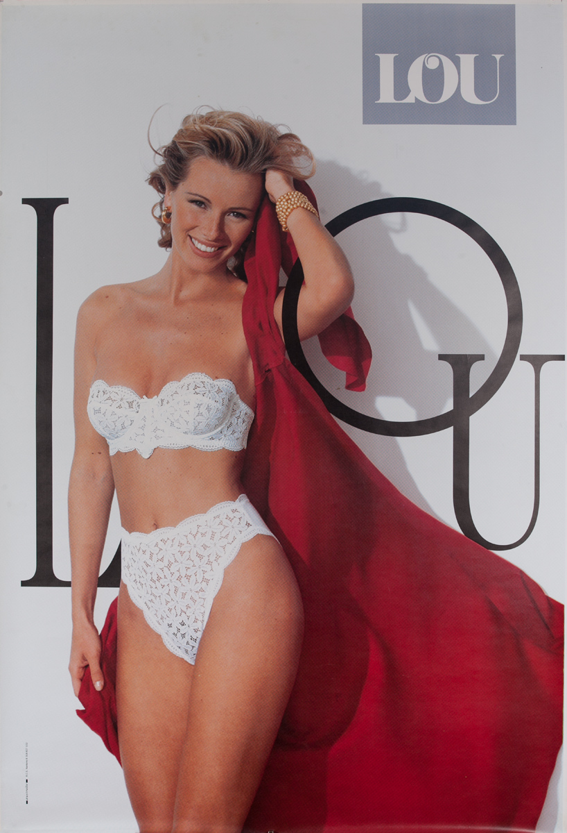 Lou Lingerie Original French Advertising Poster, red wrap