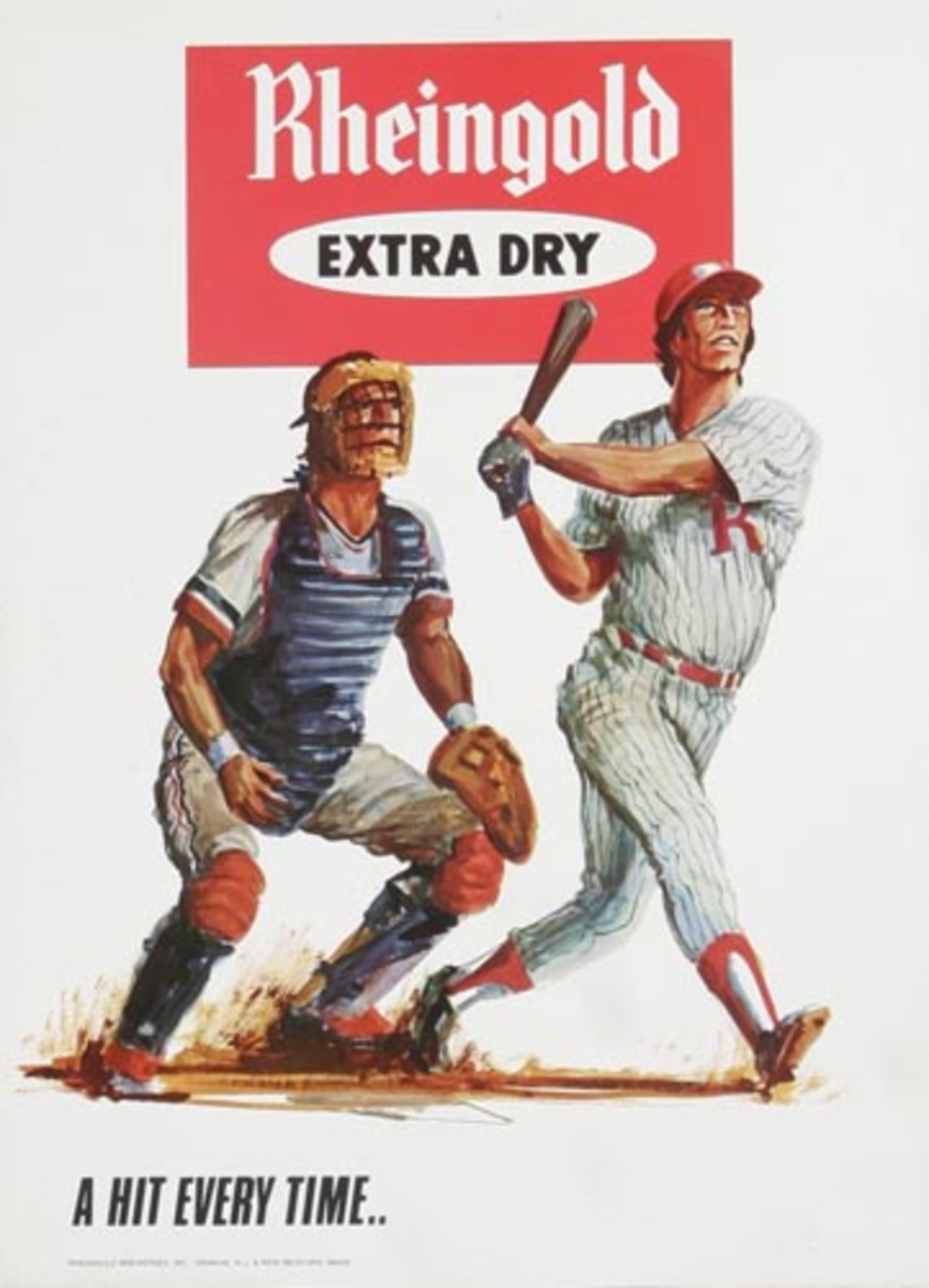 Rheingold Beer Baseball Players Original Advertising Poster