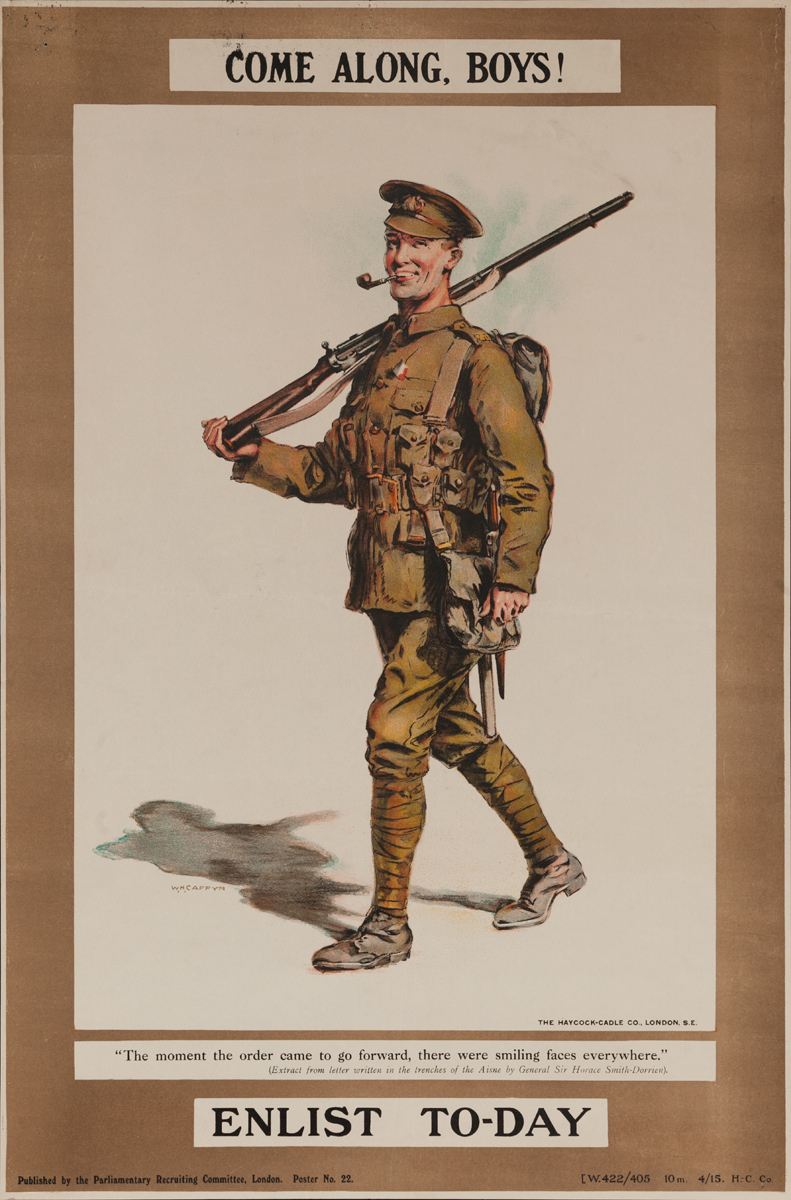 Come Along, Boys Enlist To-Day, Original British WWI Poster