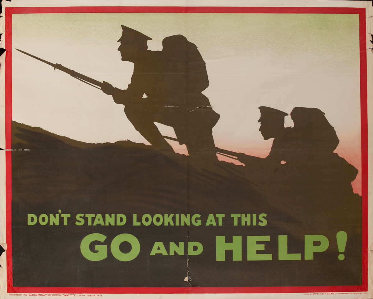 Don't Stand Looking at This, Go and Help!, Original British WWI Poster