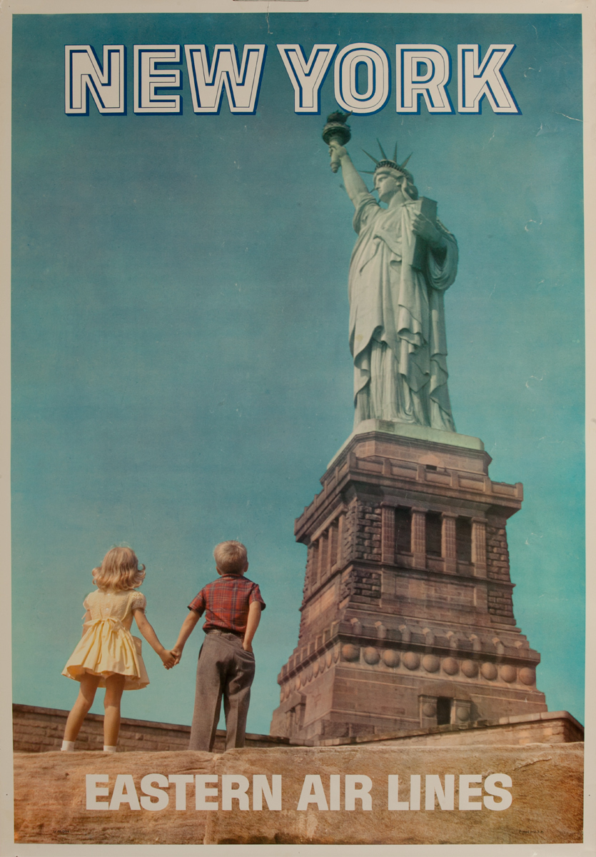 Eastern Air Lines, New York Original Travel Poster, Statue of Liberty
