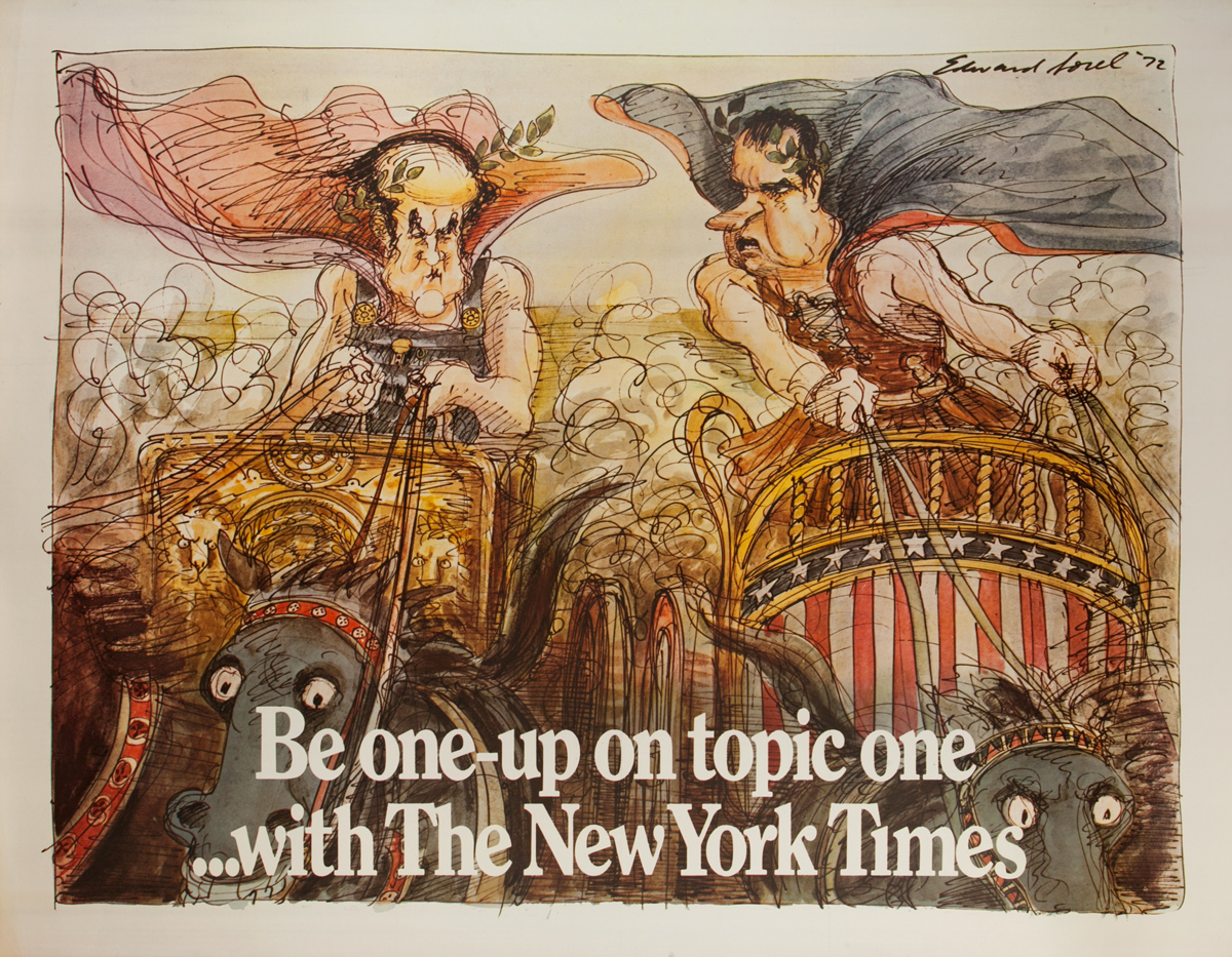 Be one-up on topic one ... With The New York Times, Original Advertising Poster, Chariot