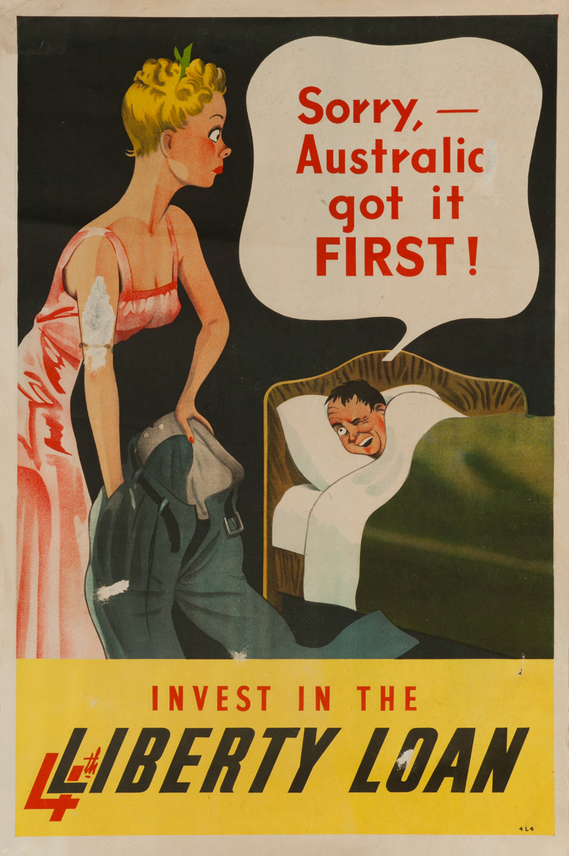 Sorry, Australia Got It First!, Invest in the 4th Liberty Loan, Original WWII Poster
