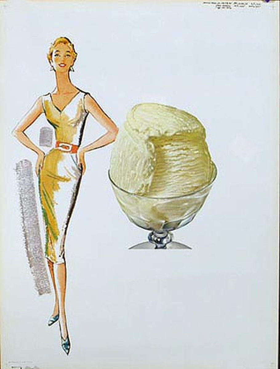 Vanilla Ice Cream Woman Original American Advertising Poster