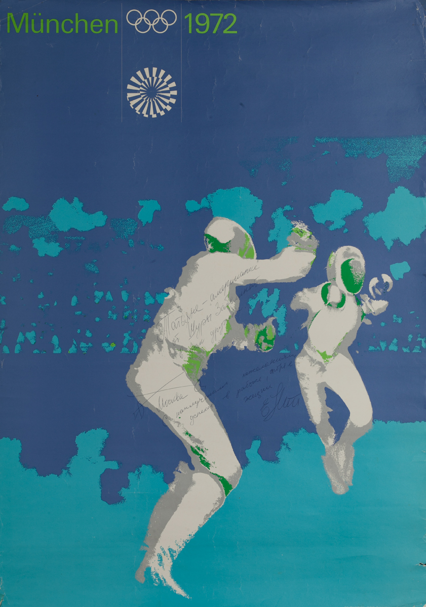 Original Vintage 1972 Munich Olympics Sports Series Poster Fencing
