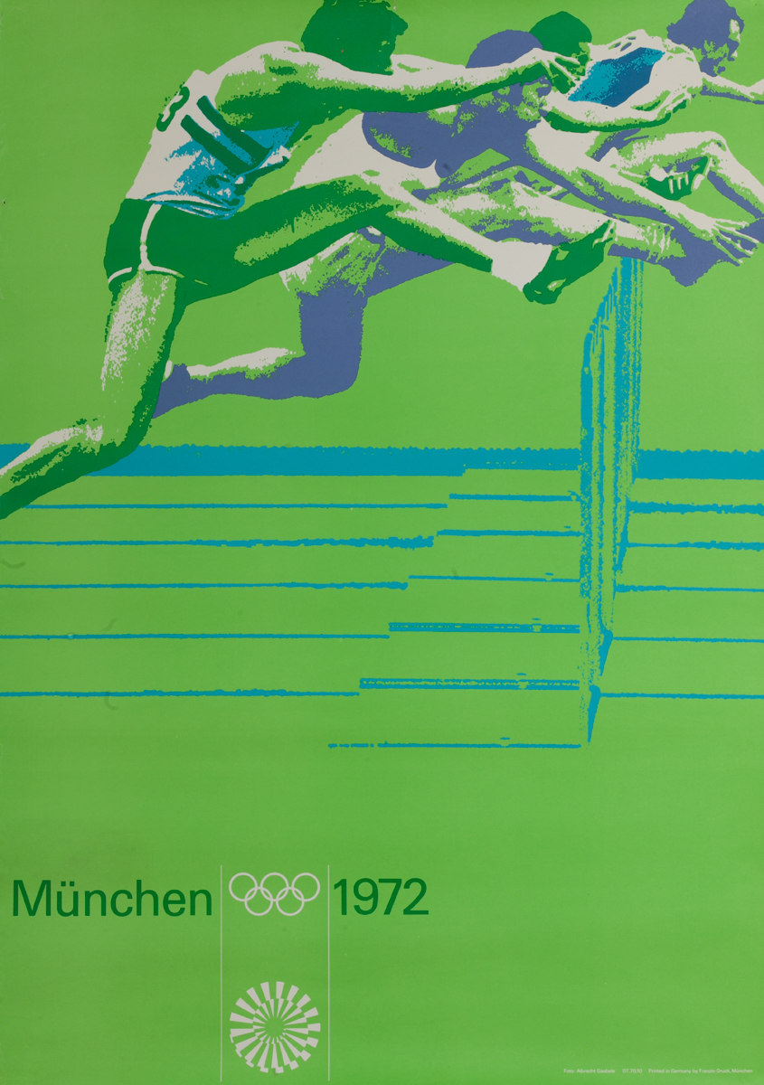 Original Vintage 1972 Munich Olympics Sports Series Poster Hurdles